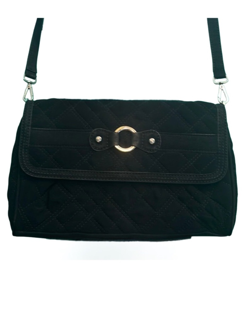 Vera Bradley Vintage Black Quilted Crossbody Clutch | Retired Zebra Interior EUC